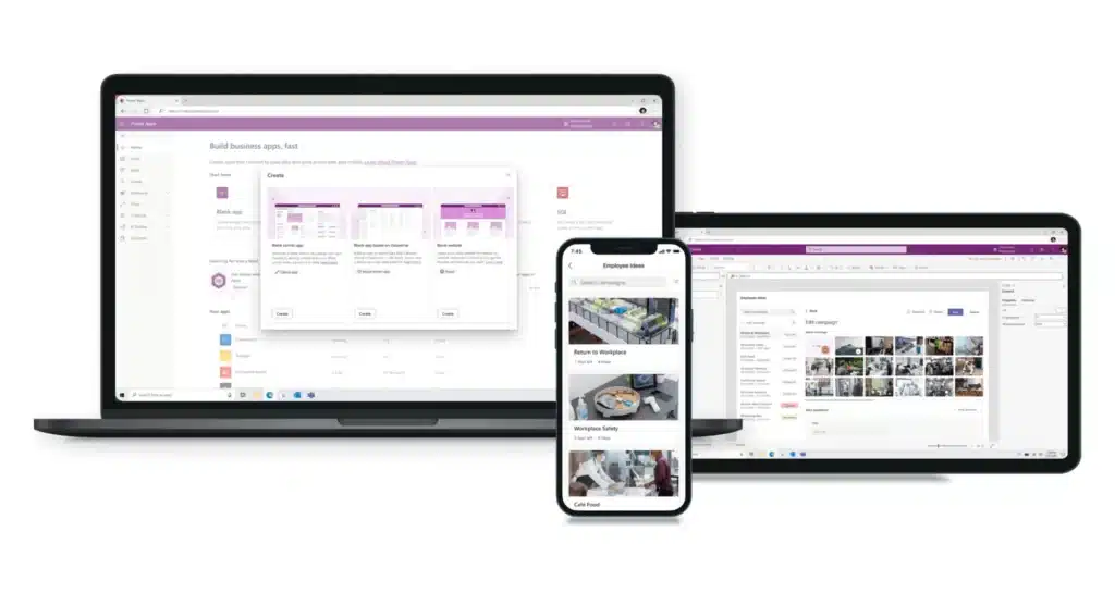 Use a simple drag-and-drop interface, pre-built templates, and AI copilot to build functional apps without any coding experience and roll out improvements as needed.